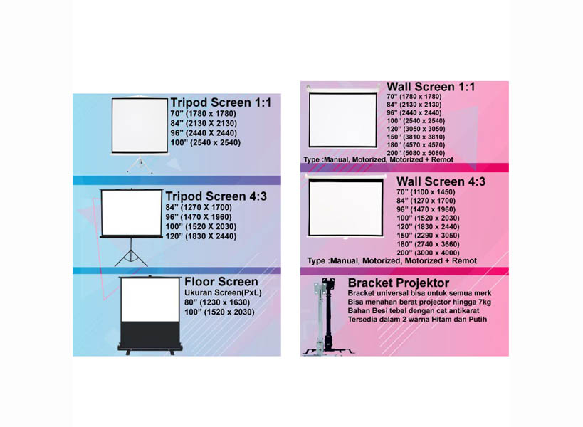 Screen Projector 84 inchi (213cm x 213cm)